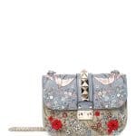 Valentino Multicolor Embroidered Lock Flap Small Bag