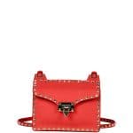 Valentino Red Rockstud Lock-Flap Square Shoulder Bag