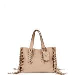 Valentino Taupe C-Rockee Studded Fringe Tote Bag