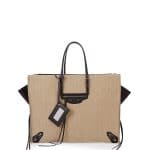 Balenciaga Beige/Black Linen Papier A4 Zip-Around Tote Bag