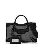 Balenciaga Black/White Perforated Twill Classic City Bag