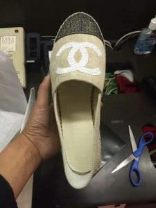 Chanel Beige/Black Linen with Sequins Espadrilles