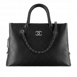 Chanel Black Grained Vegetal Calfskin Shopping Bag