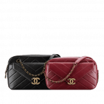 Chanel Black Medium and Red Small Herringbone Quilted Camera Case Bags