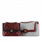 Chanel Burgundy/Black Mini and Grey/Burgundy Medium Two-Tone Flap Bags