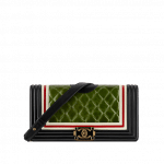 Chanel Green/Black/White/Red Boy Chanel Old Medium Flap Bag