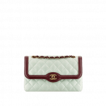 Chanel Light Green/Burgundy Two-Tone Small Flap Bag