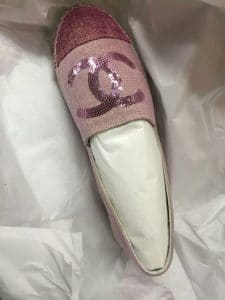 Chanel Pink Linen with Sequins Espadrilles