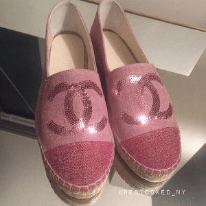 Chanel Pink Linen with Sequins Espadrilles