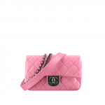 Chanel Pink Patent Goatskin with Waist Chain Small Flap Bag