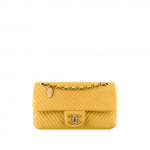 Chanel Yellow Chevron Small Flap Bag
