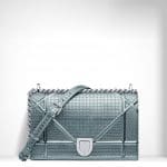 Dior Azure Metallic Calfskin with Micro-Cannage Motif Diorama Bag