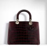 Dior Black/Red Patinated Alligator Diorissimo Bag