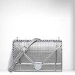 Dior Silver Metallic Calfskin with Micro-Cannage Motif Diorama Bag