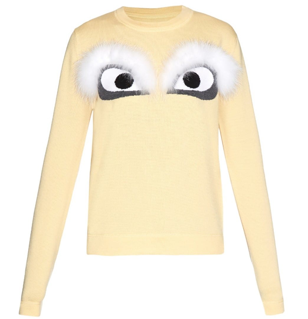 Fendi Bag Bug Fox-Fur and Wool Sweater