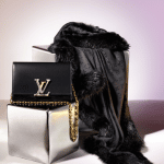 Louis Vuitton Chain Louise GM Bag and Fur Shawl