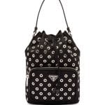 Prada Black Grommet Tessuto Vela Bucket Small Bag