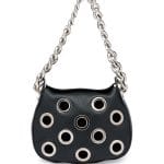 Prada Black Grommet Vitello Daino Chain Hobo Bag