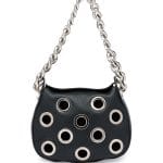 Prada Black Grommet Vitello Daino Chain Hobo Bag