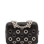 Prada Black Grommet Vitello Daino Chain Shoulder Bag