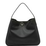 Prada Black Vitello Daino Wide Strap Hobo Medium Bag