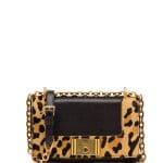 Prada Black/Leopard Print Calf Hair and Calfskin Chain Shoulder Bag