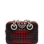 Prada Black/Orange/Red Perforated City Fori Chain Shoulder Bag