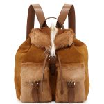 Prada Brown/White Springbok Fur:Suede Backpack Bag