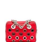 Prada Orange/Red Grommet Vitello Daino Chain Shoulder Bag