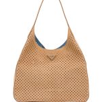 Prada Tan Suede Perforated Hobo Bag