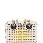 Prada White/Yellow Perforated City Fori Chain Shoulder Bag