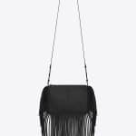 Saint Laurent Black Fringed Monogram Crossbody Small Bag