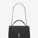 Saint Laurent Black Matelasse Monogram College Large Bag