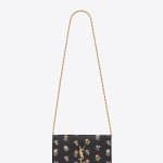 Saint Laurent Black Multicolor Prairie Flower Printed Monogram Chain Wallet