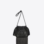 Saint Laurent Black Studded Fringed Helena Bucket Small Bag