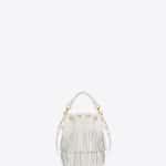 Saint Laurent Dove White Fringed Emmanuelle Bucket Small Bag