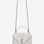 Saint Laurent Dove White Matelasse Monogram College Medium Bag