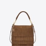 Saint Laurent Light Ocre Suede Fringed Emmanuelle Hobo Bag