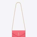 Saint Laurent Light Rose Matelasse Monogram Chain Wallet Bag