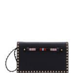 Valentino Black Beaded Rockstud Clutch Medium Bag