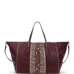 Valentino Bordeaux Painted Rockstud Tote Large Bag