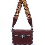 Valentino Bordeaux Studded Rockstud Messenger Bag with Animal Embroidered Strap
