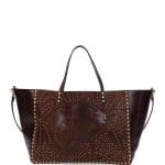 Valentino Cacao Primitive Animal Elephant Studded Rockstud Tote Large Bag