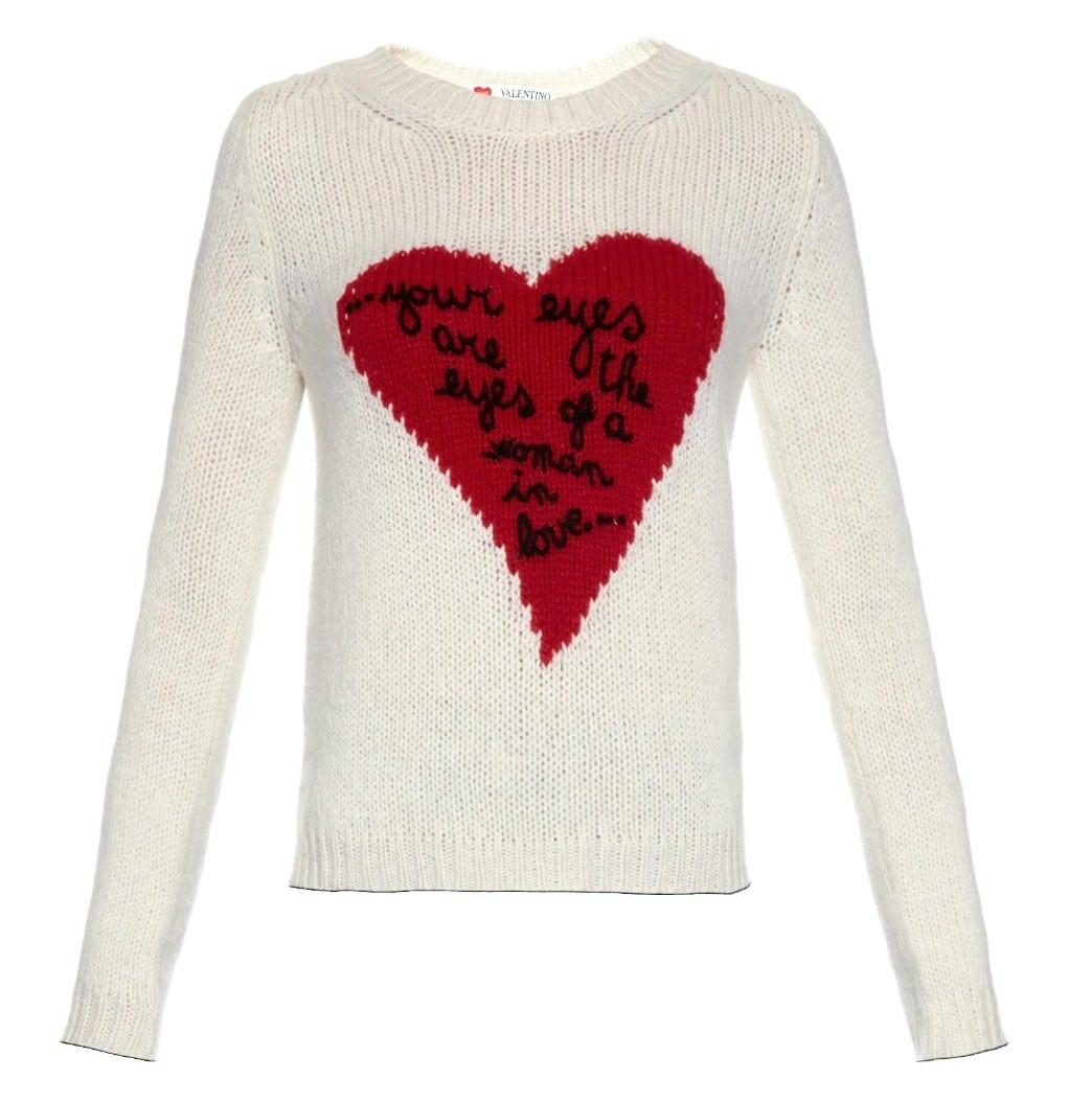Valentino Heart-Intarsia Cashmere Sweater