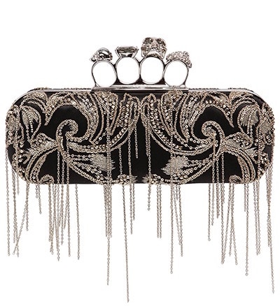 Alexander McQueen Embellished Satin Knuckle Box Clutch Bag