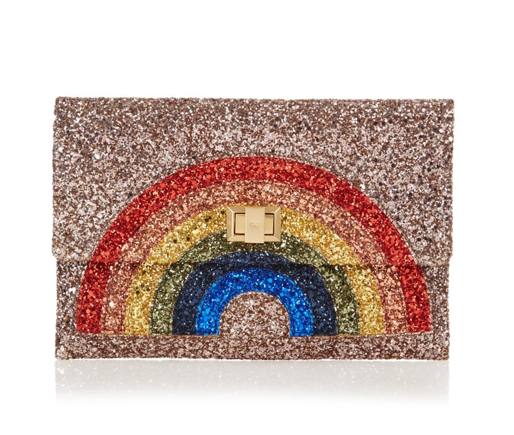 Anya Hindmarch Valorie Rainbow Glitter Clutch Bag