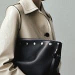 Celine Cream Lacquered Car Coat and Navy Blue Studded Medium Sailor Bag