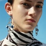 Celine T-Shaped Top / Turtleneck Top / Patchwork Face Earrings