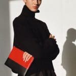 Celine Turtleneck Sweater / Culottes / Carmin/Navy Solo Clutch Pouch Bag