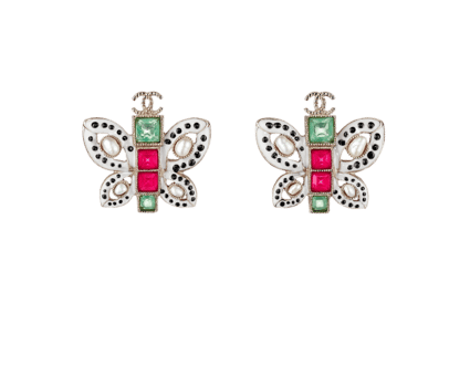 Chanel Metal and Resin Butterfly Earrings